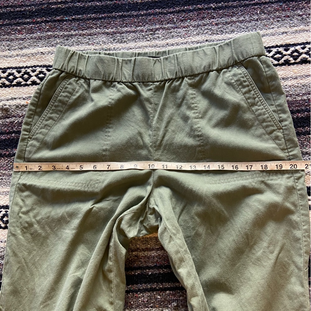 Talbots Pull On Wide Leg Crop Cotton Linen Sage Green Cropped Pants M Petite - Picture 5 of 14